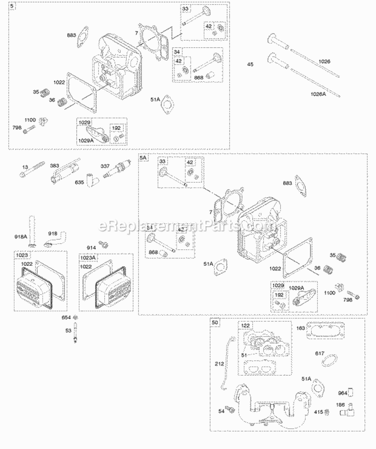 Cylinder Head Gasket Set-Valve Valves Diagram and Parts List for 49M777-0119-G1  Briggs and Stratton Engine